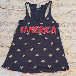 #MERICA Star Print Racerback Tank Top